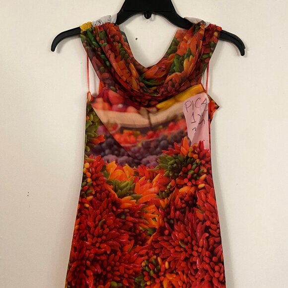 Zara Picante All Over Print Over The Shoulder Tulle Dress M - Picture 11 of 14